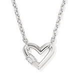 Emery Heart Silver White CZ Short Pendant Necklace by Kendra Scott