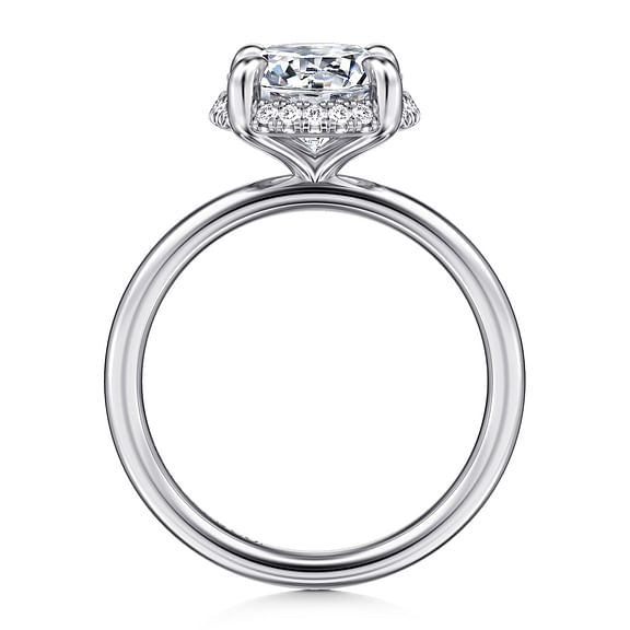 Seattle - 14K White Gold Round Hidden Halo Diamond Engagement Ring