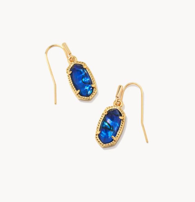 Lee Gold Plated Drop Earrings in Navy Abalone by Kendra Scott