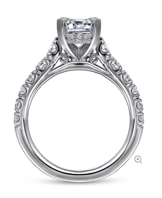 Piper - 14K White Gold Emerald Cut Diamond Engagement Ring