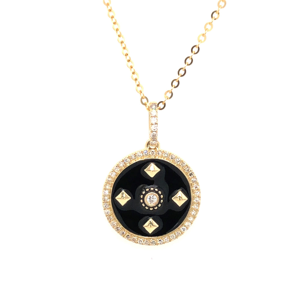 Black Enamel and Diamond Pendant