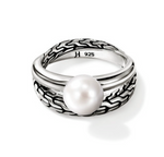 JH Essentials Silver Ring with 8-8.5mm Cultured Fresh Water Pearl Sz 7