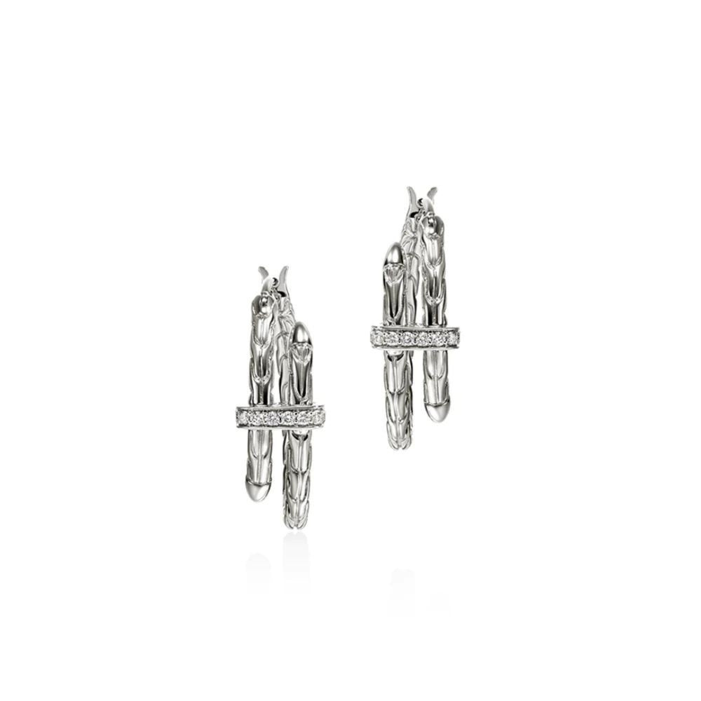 Spear Silver 0.12cttw Diamond Pave Hoop Earrings by John Hardy