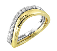 14K Yellow Gold Ring & 14K White Gold 0.20cttw Diamond 2 Ring Set