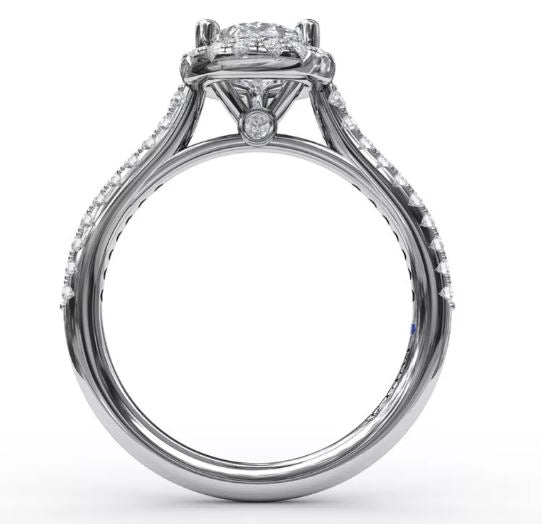 14K White Gold 1.03ct H I1 Pear Center & 0.34cttw G/H VS Diamond Halo Engagement Ring