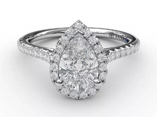 14K White Gold 1.03ct H I1 Pear Center & 0.34cttw G/H VS Diamond Halo Engagement Ring