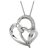Sterling Silver 0.05cttw Diamond Double Heart Pendant