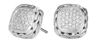 Sterling Silver Classic Chain Diamond Pave 0.28cttw Small Square Earrings by John Hardy