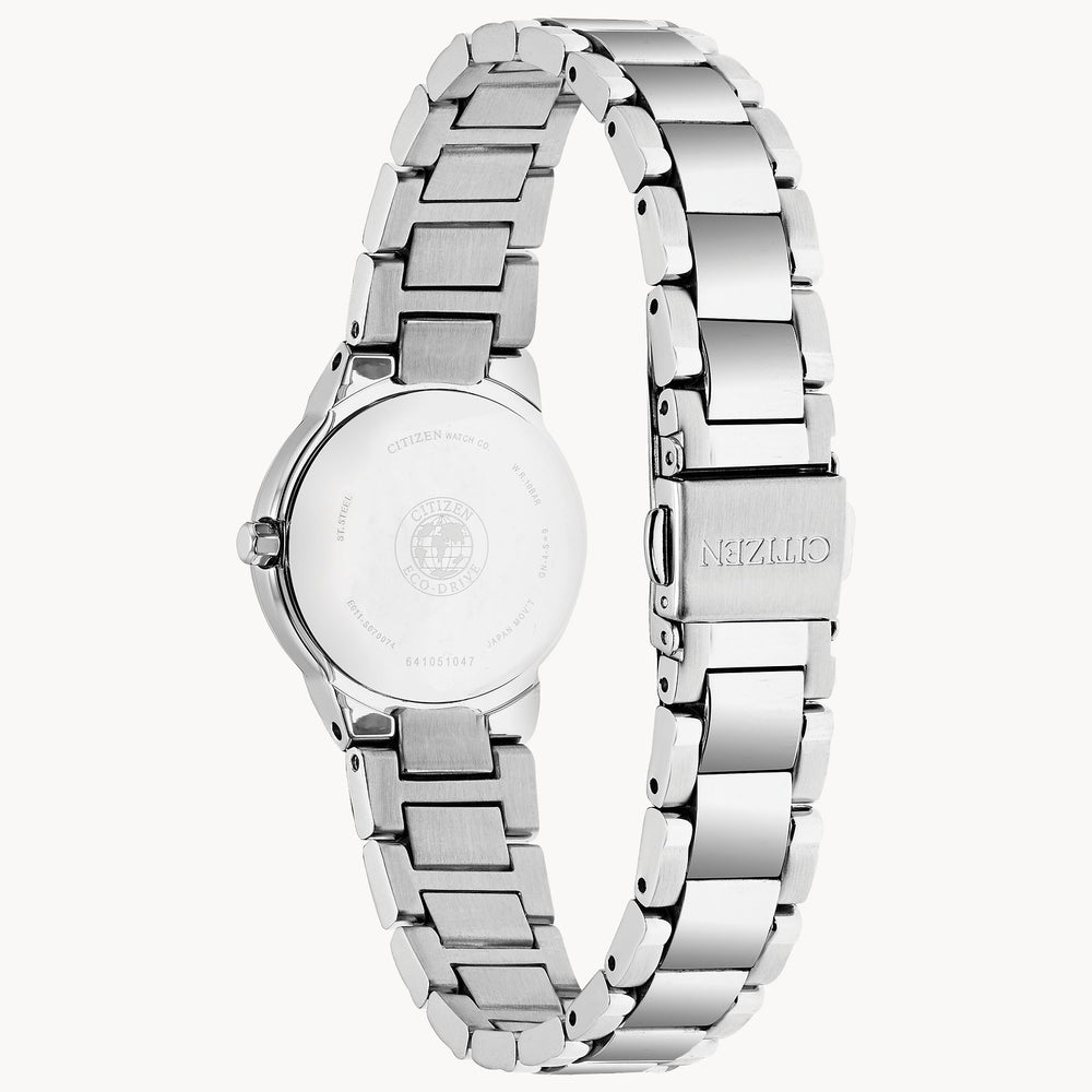 Ladies Eco-Drive Stainless Steel Watch with Blue Mother of Pearl Dial by Citizen