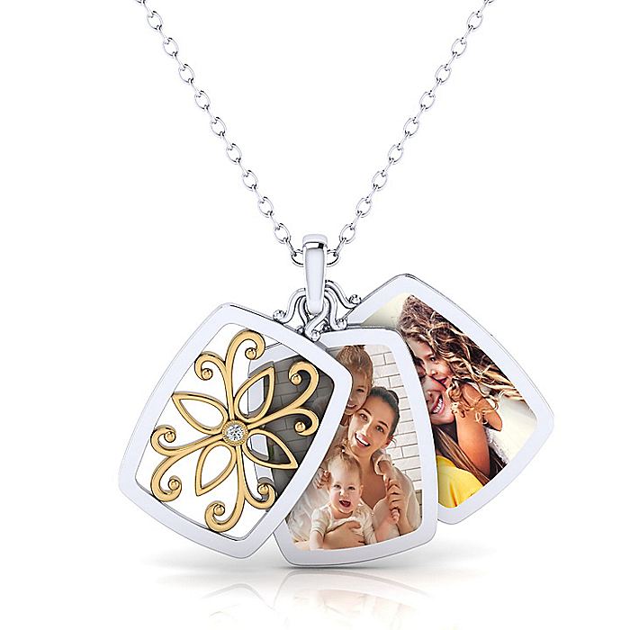 Sterling Silver & Gold Diamond Pendant Locket