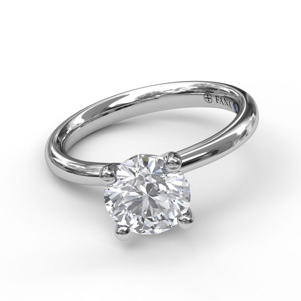 14K White Gold Diamond Timeless Round Semi Mount Ring  by Fana