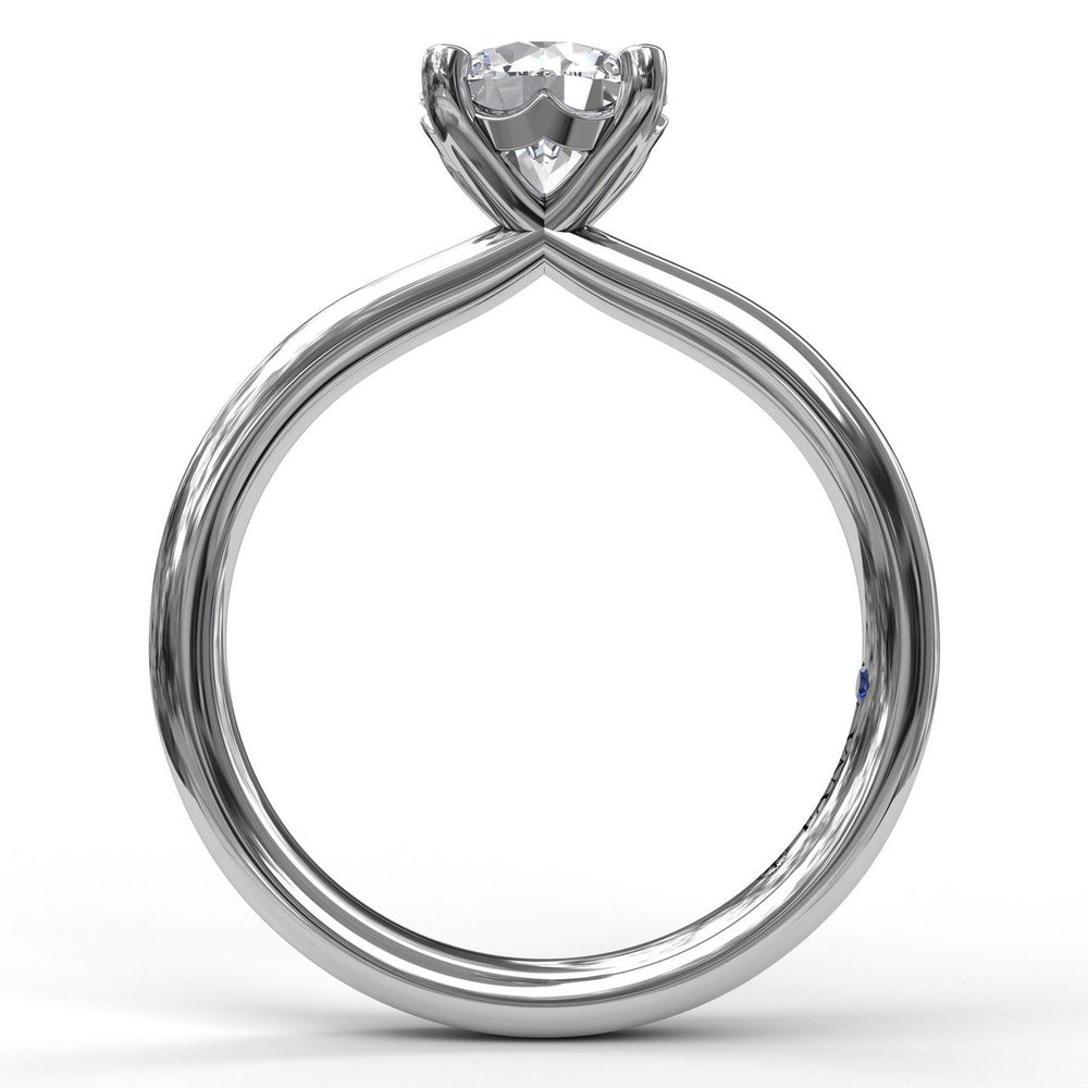 14K White Gold Diamond Timeless Round Semi Mount Ring  by Fana