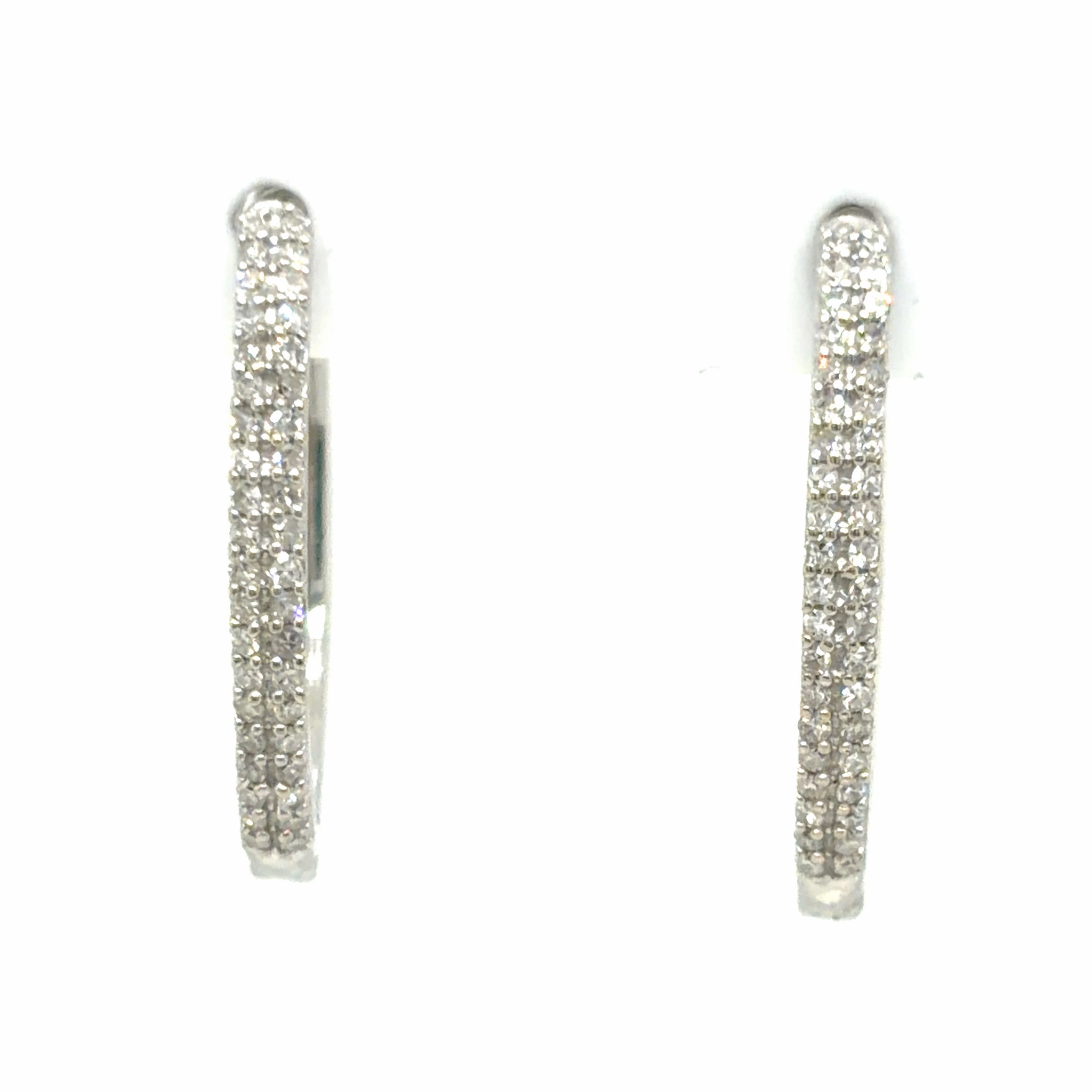 Estate Diamond Oval Hoop Earrings