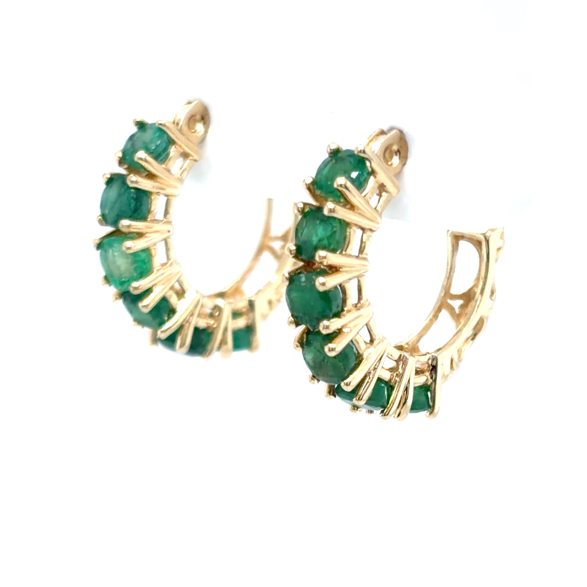 Estate Emerald Hoop Earrings
