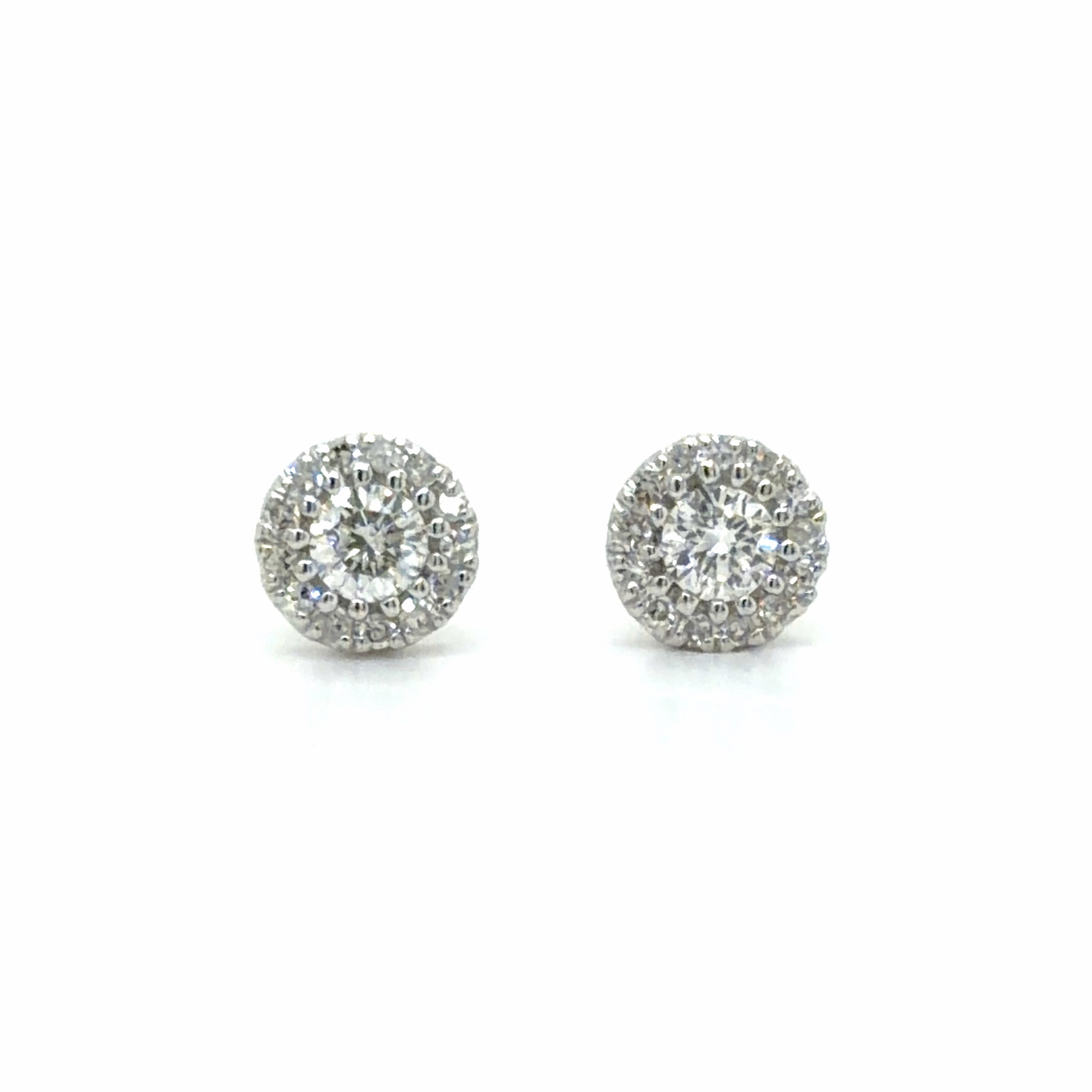 Estate Diamond Halo Stud Earrings