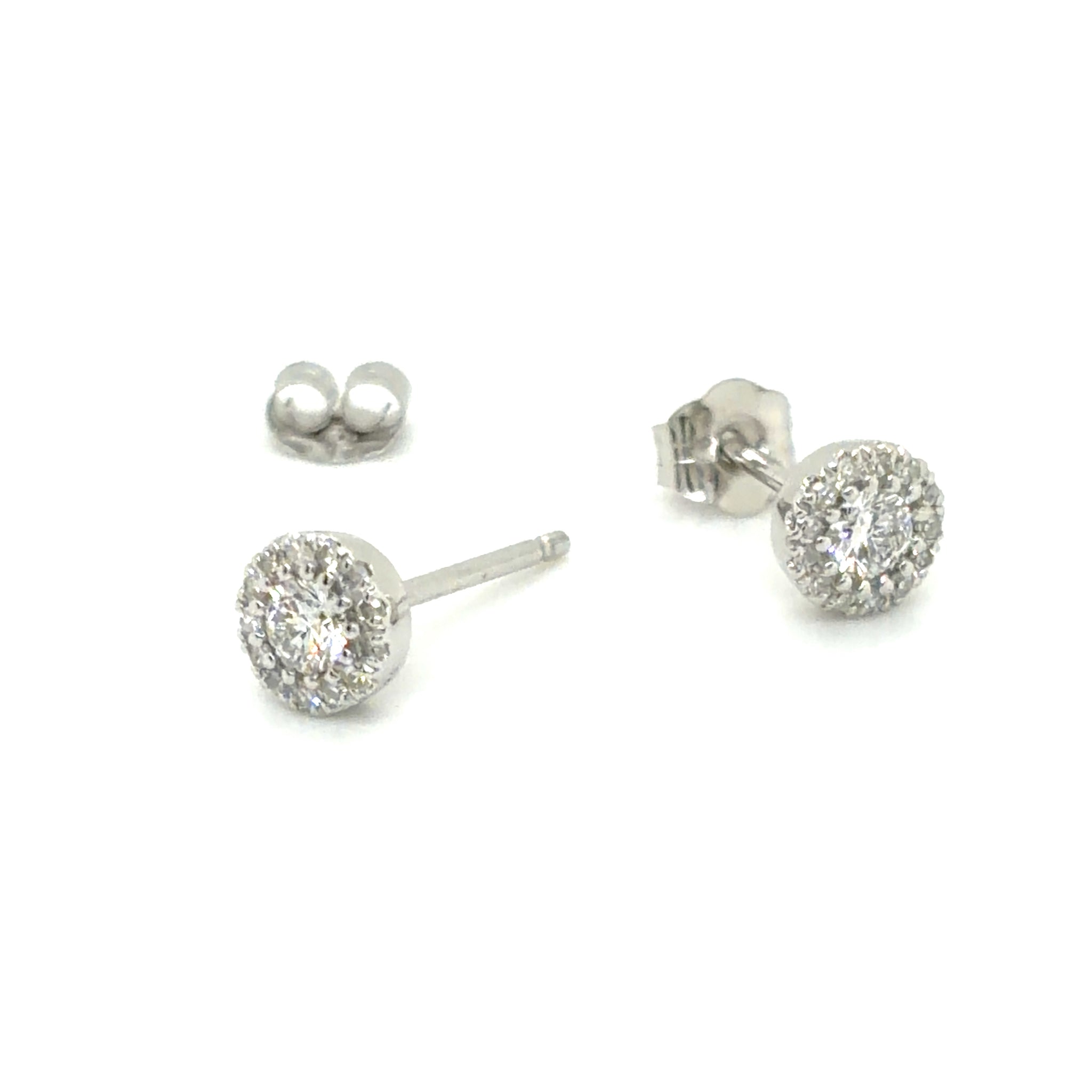 Estate Diamond Halo Stud Earrings