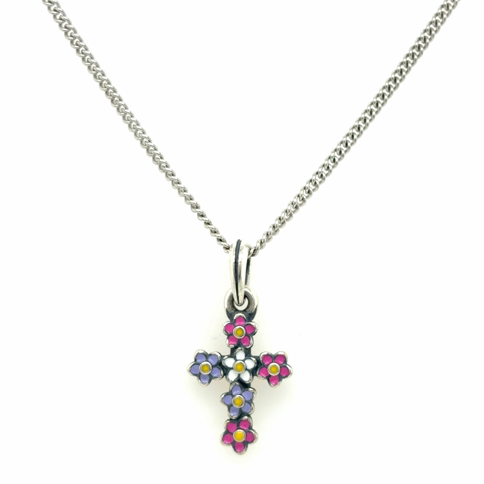 Estate Floral Enamel Cross