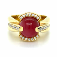 Estate 18K Gold Pink Cat's Eye Ring by Orbis