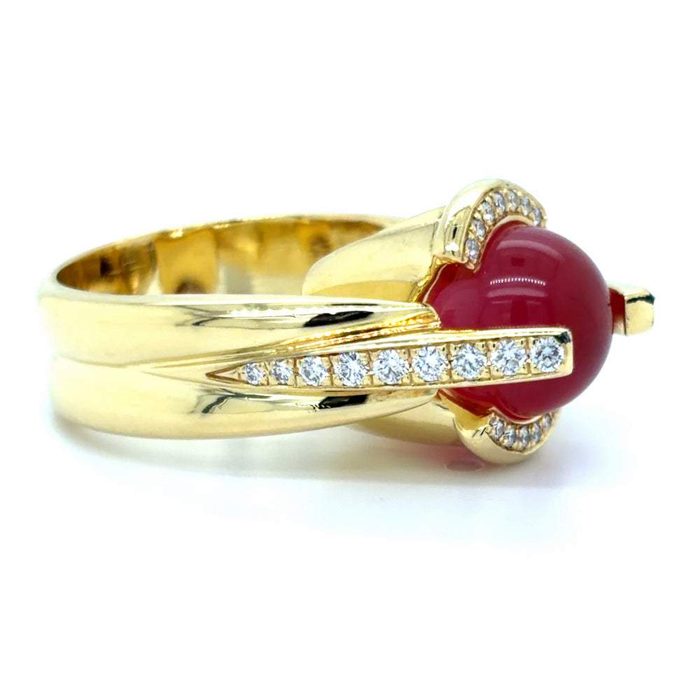 Estate 18K Gold Pink Cat's Eye Ring by Orbis