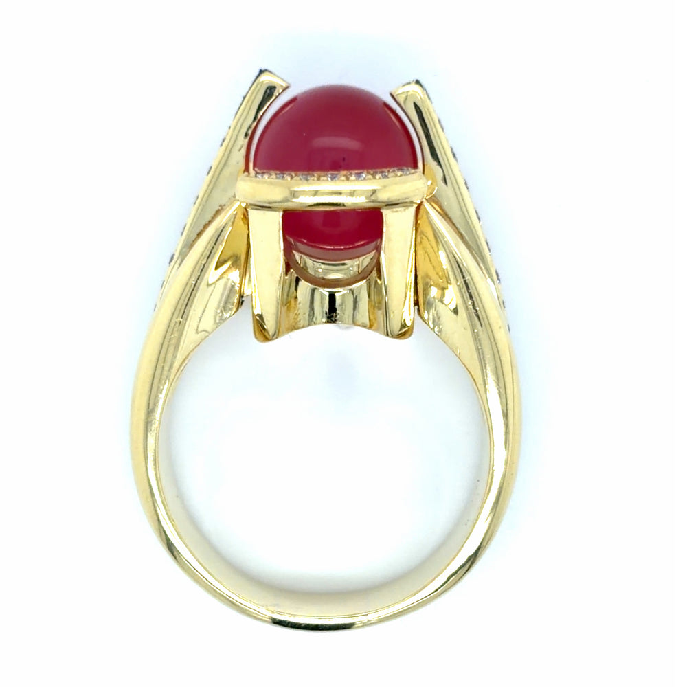 Estate 18K Gold Pink Cat's Eye Ring by Orbis