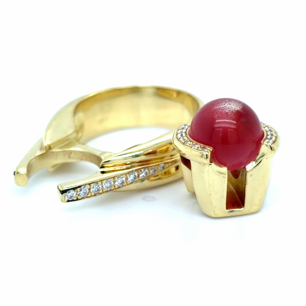 Estate 18K Gold Pink Cat's Eye Ring by Orbis