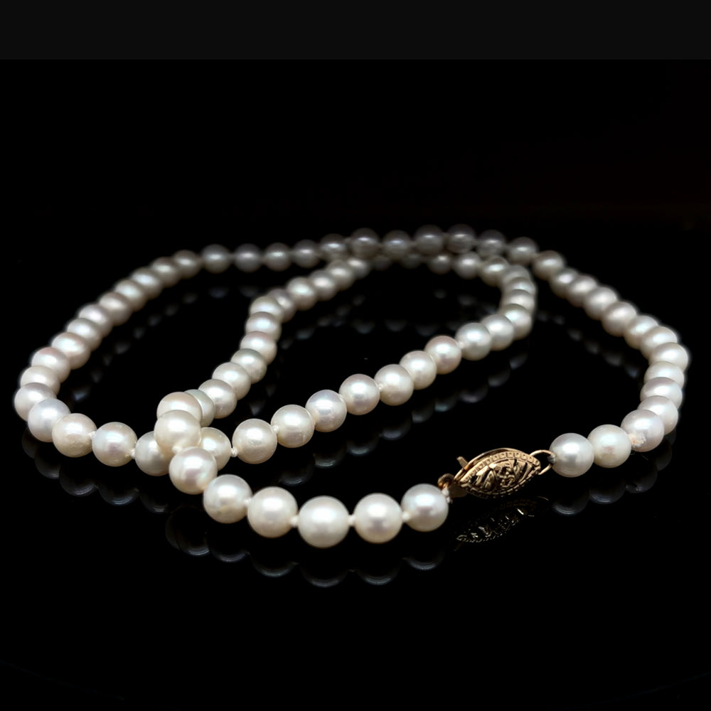 Estate Freshwater Pearl Princess Length Knotted Strand Necklace