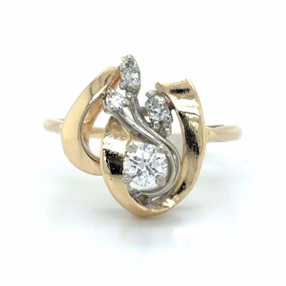 Estate 14k Freeform Diamond Ring