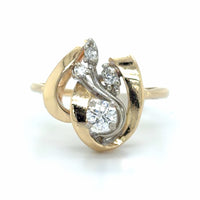 Estate 14k Freeform Diamond Ring
