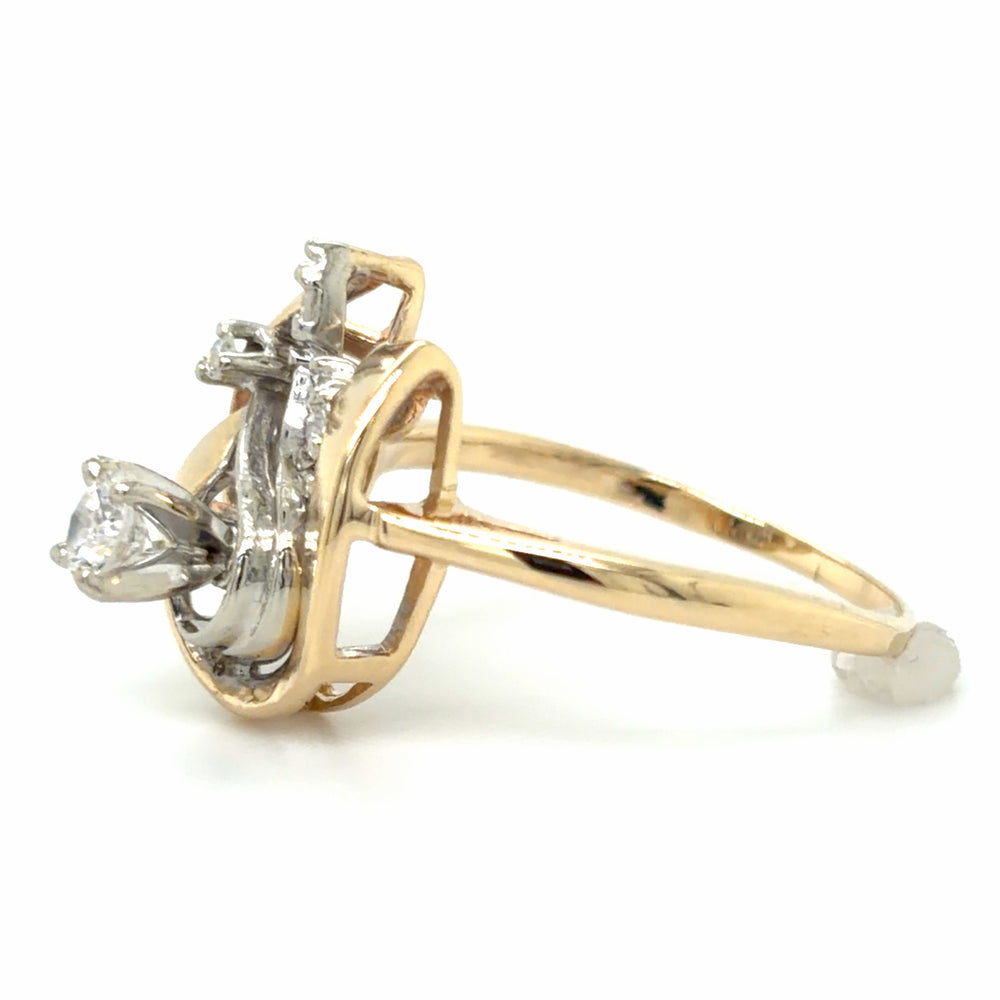 Estate 14k Freeform Diamond Ring
