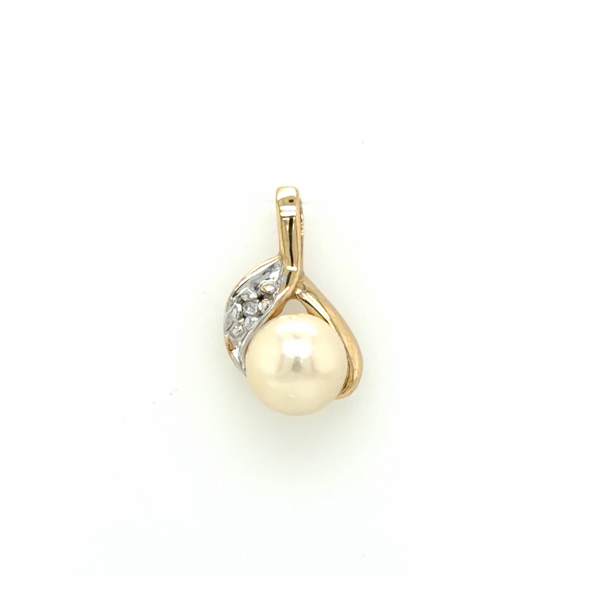 Estate 14k Pearl and Diamond Pendant