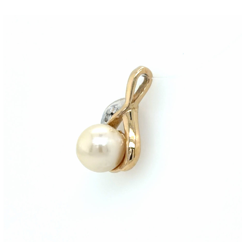 Estate 14k Pearl and Diamond Pendant