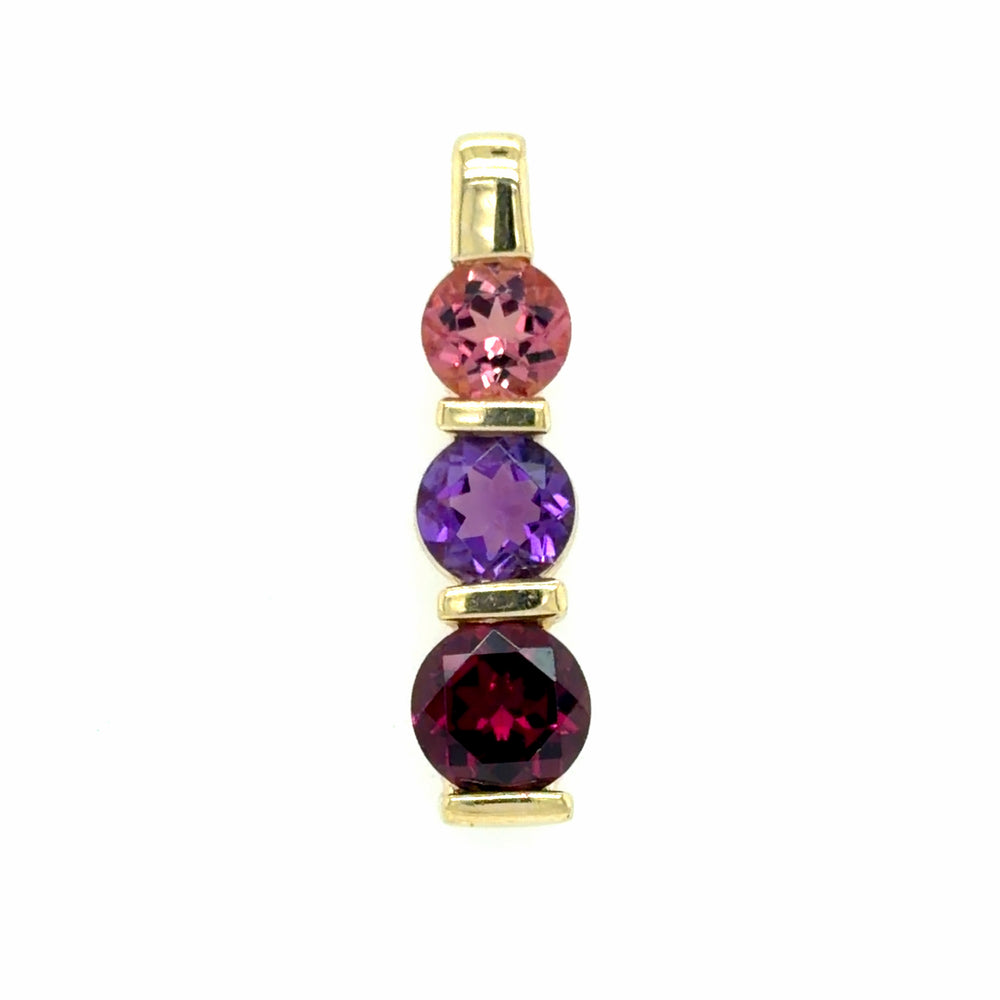 Estate 3 Color Stone Bezel Set Pendant