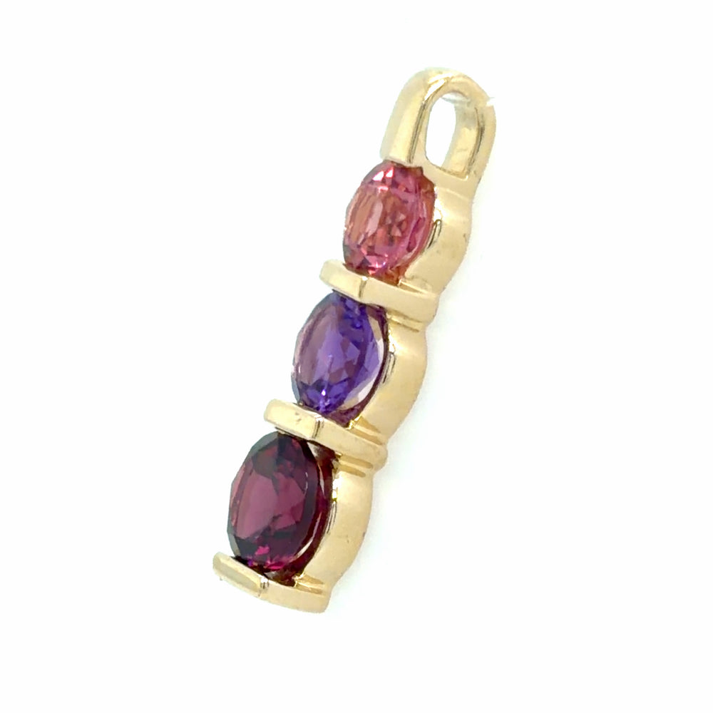Estate 3 Color Stone Bezel Set Pendant