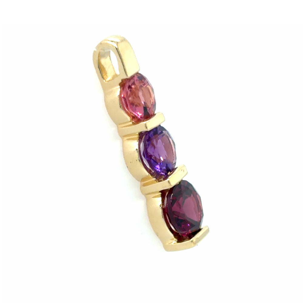 Estate 3 Color Stone Bezel Set Pendant