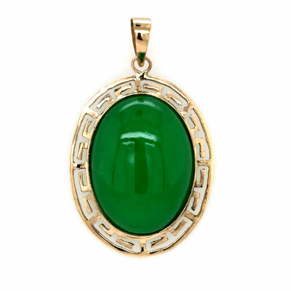 Estate 14K Yellow Gold Jade Pendant