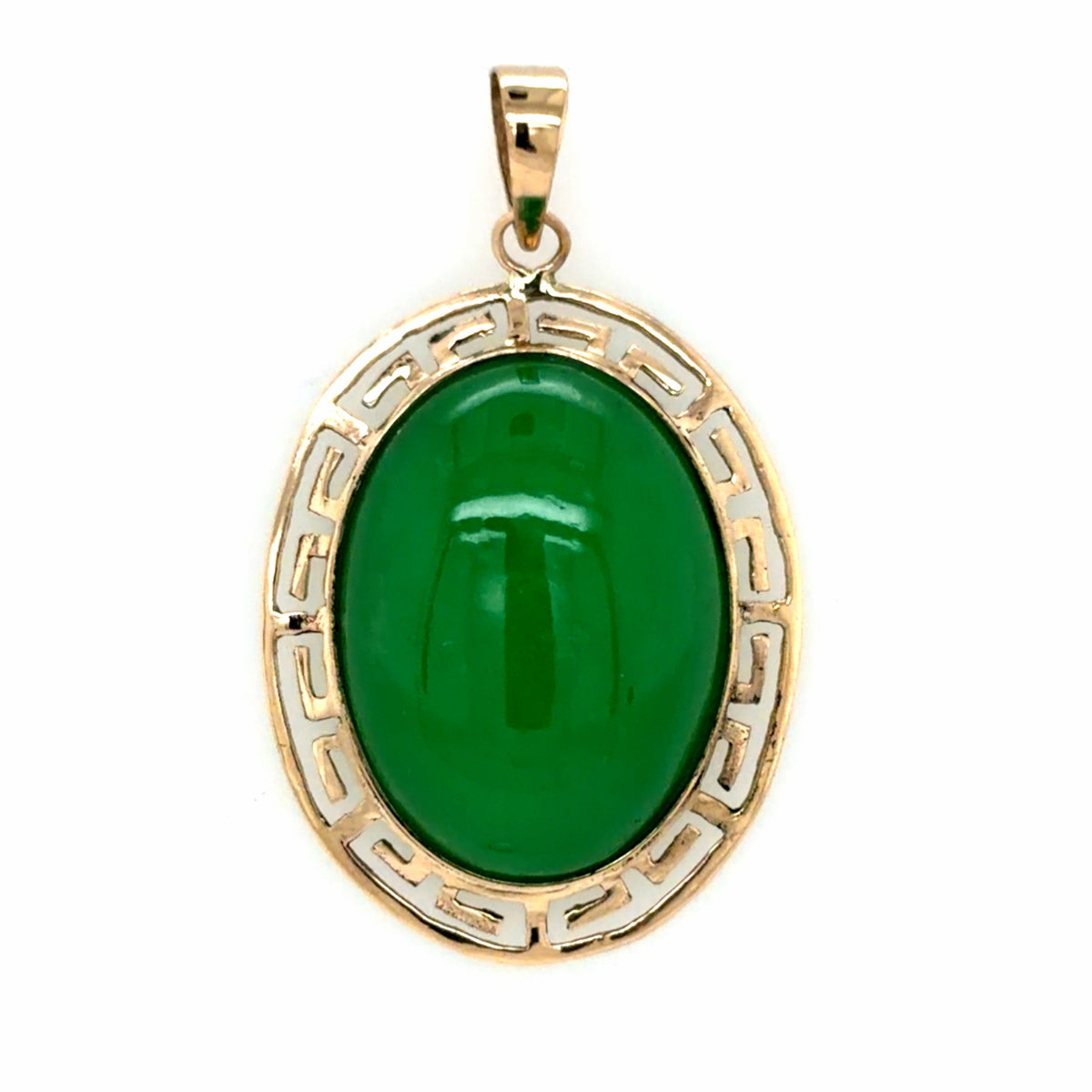 Estate 14K Yellow Gold Jade Pendant