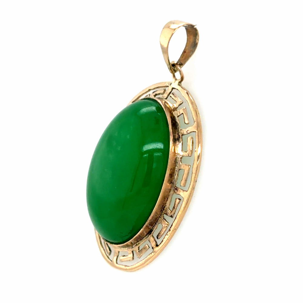 Estate 14K Yellow Gold Jade Pendant