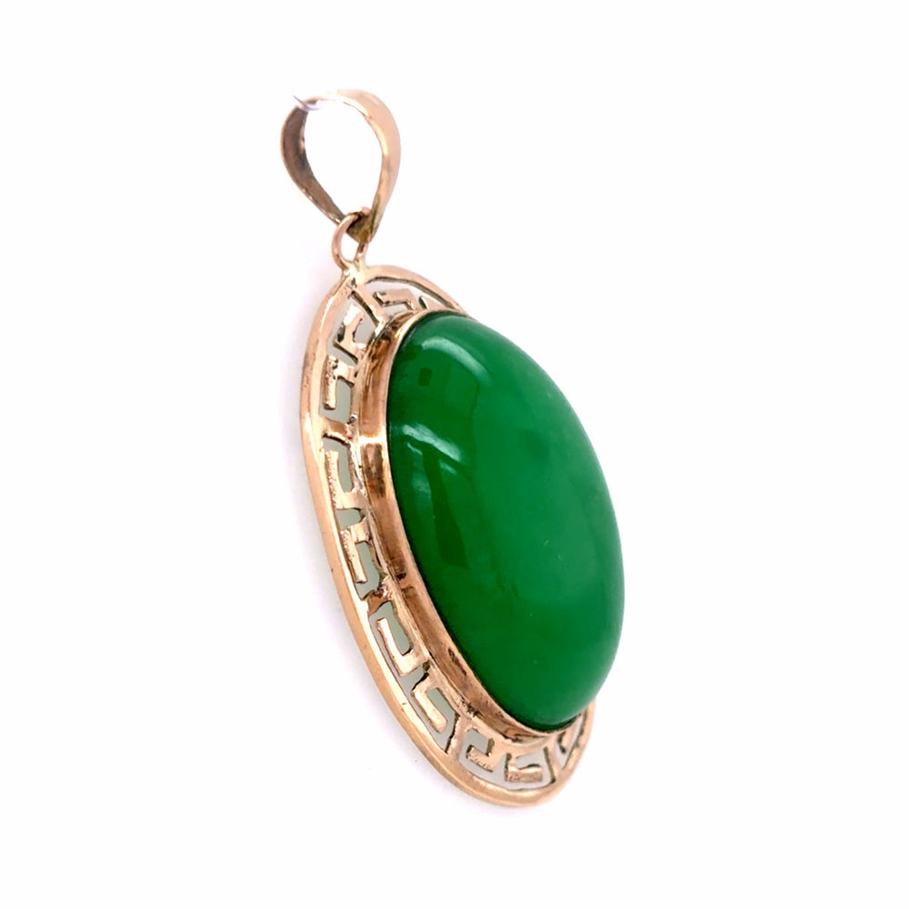 Estate 14K Yellow Gold Jade Pendant