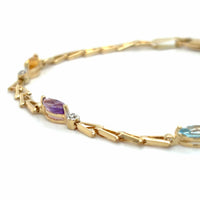 Estate 14k Multicolor Stone Link Bracelet