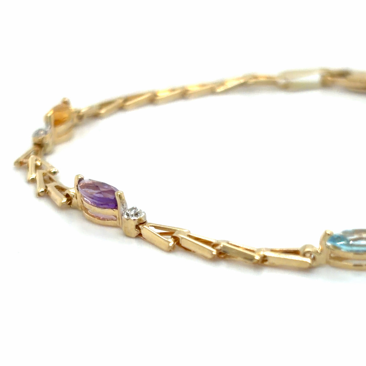 Estate 14k Multicolor Stone Link Bracelet