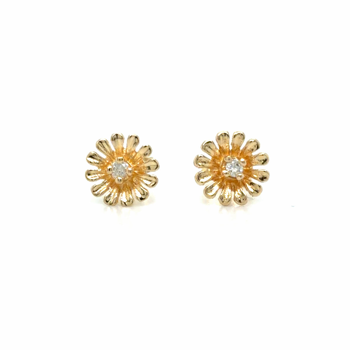Estate 14K Diamond Daisy Earrings