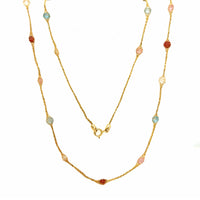 Estate 14K Multicolored Station Necklace 24"