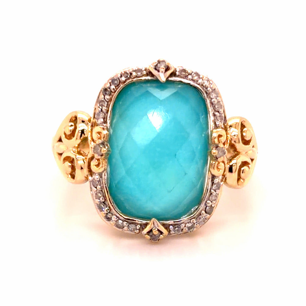 Estate Turquoise and Crystal Diamond Fashion Ring
