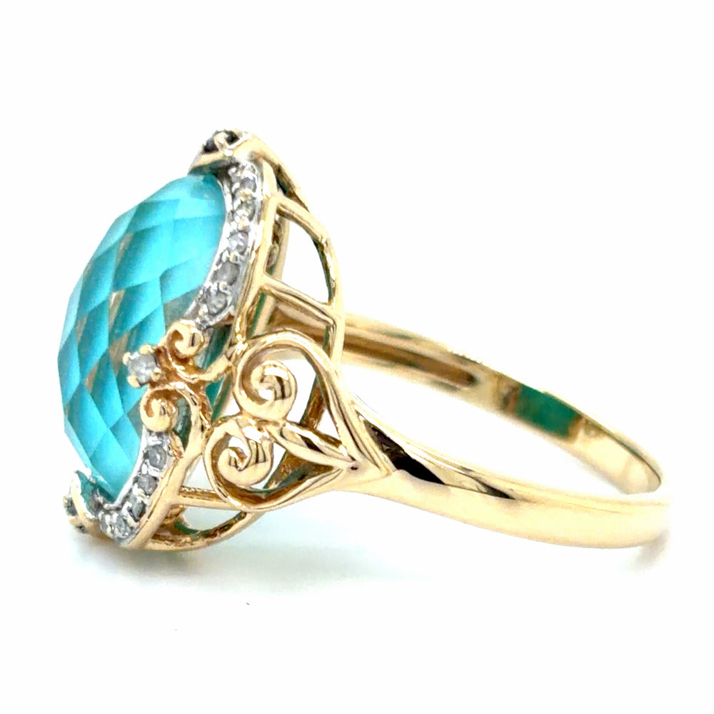 Estate Turquoise and Crystal Diamond Fashion Ring