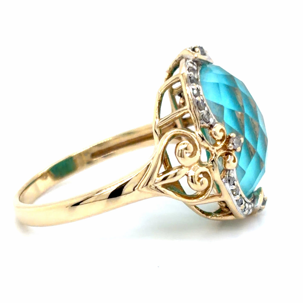 Estate Turquoise and Crystal Diamond Fashion Ring