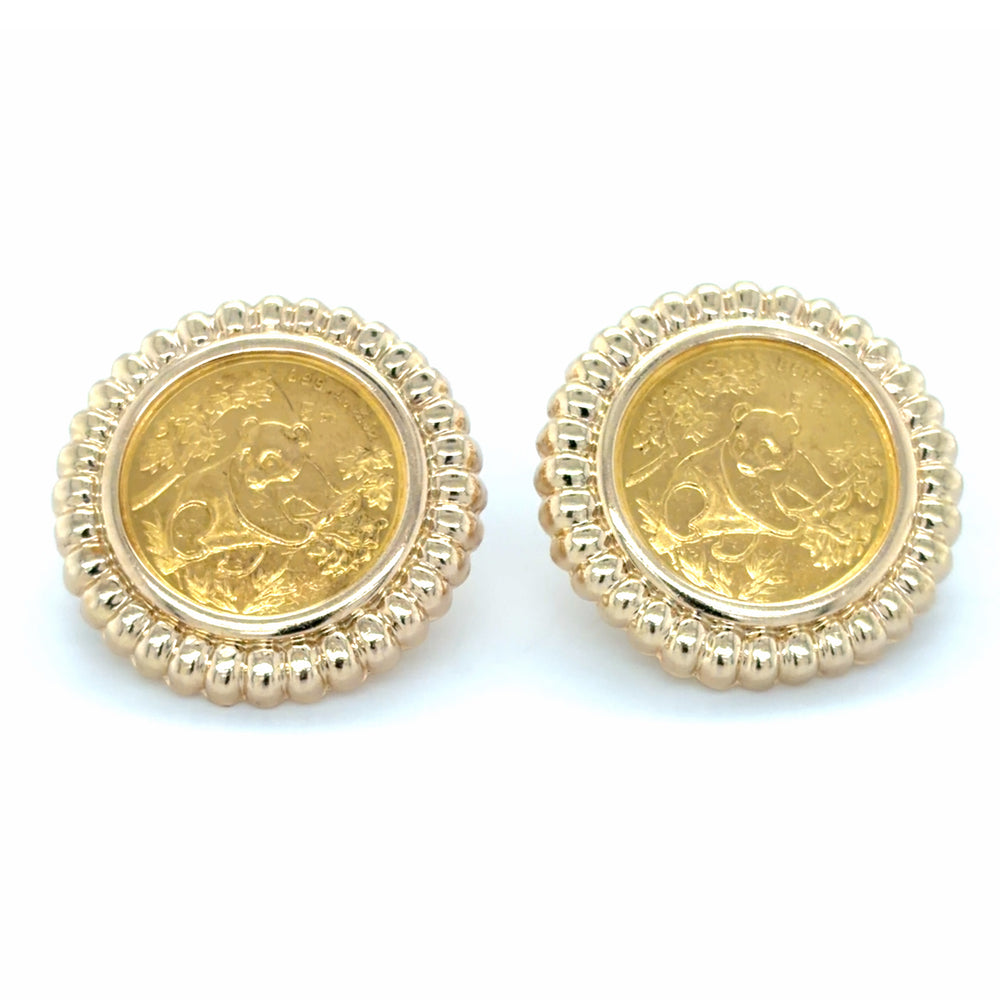 Estate Panda Coin Earrings