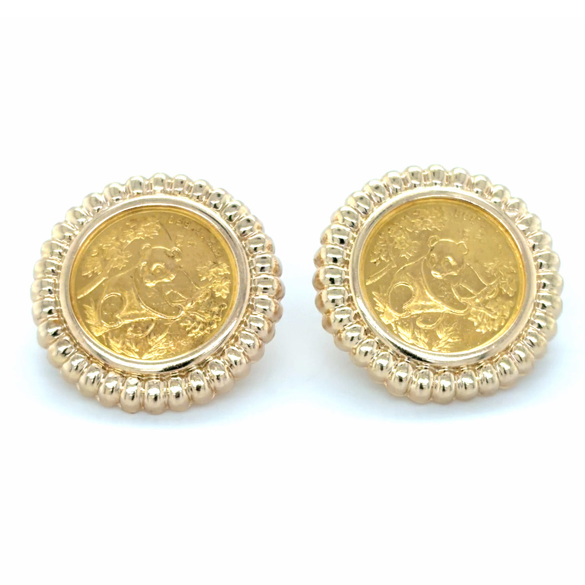 Estate Panda Coin Earrings