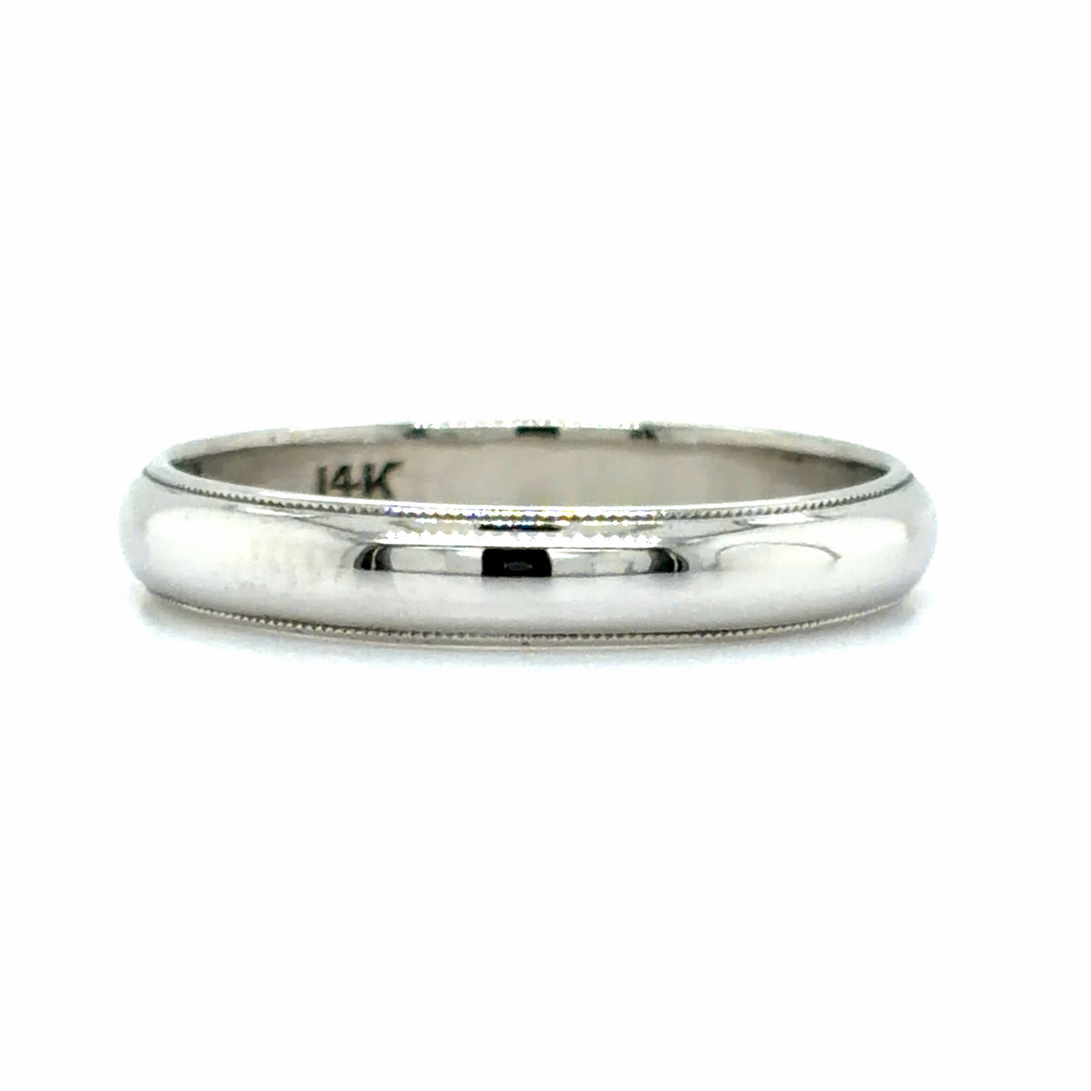 Estate White Gold Wedding Band with Milgrain Edges