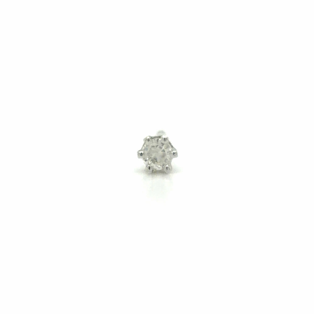 Estate 14K White Gold Single Diamond Stud Earring