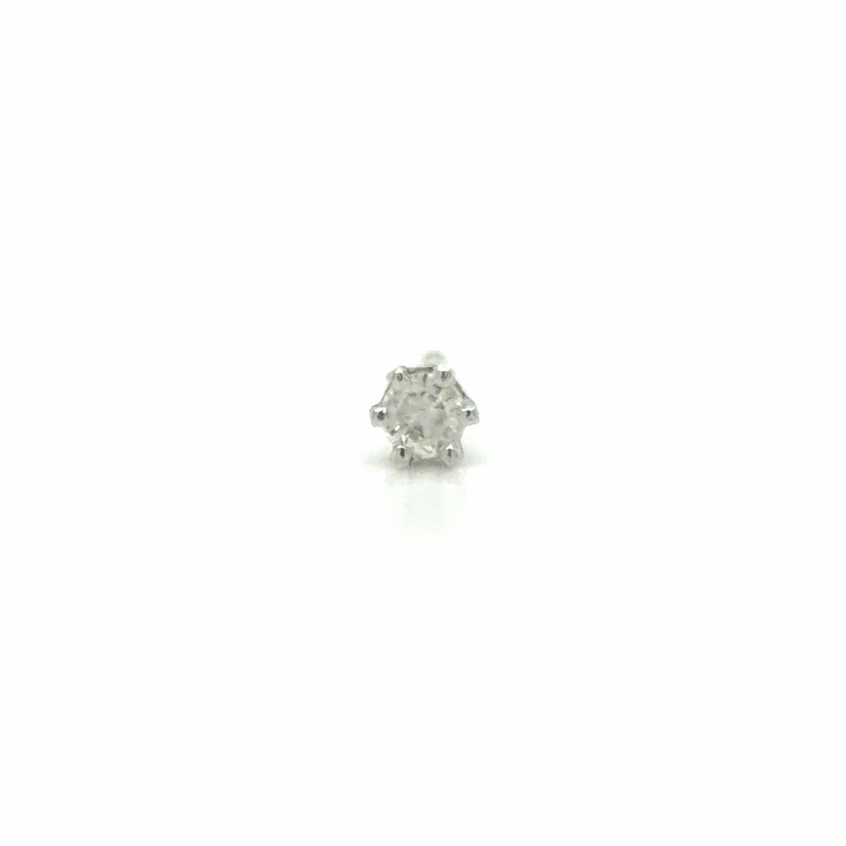 Estate 14K White Gold Single Diamond Stud Earring